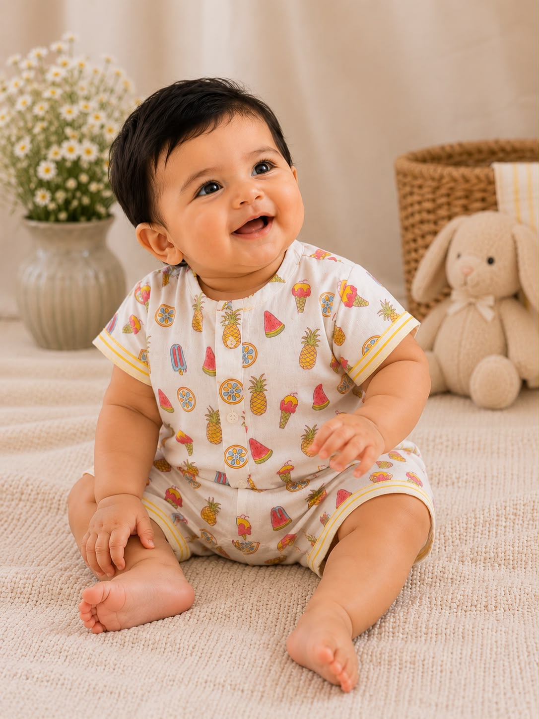 Multicolor Ice cream Infant Romper