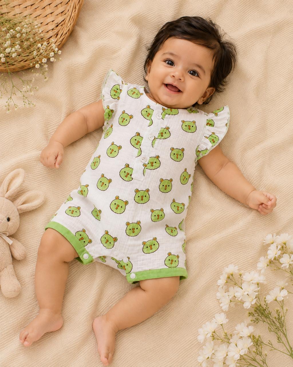 Green Panda Infant Romper