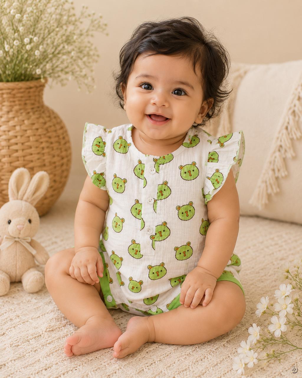 Green Panda Infant Romper