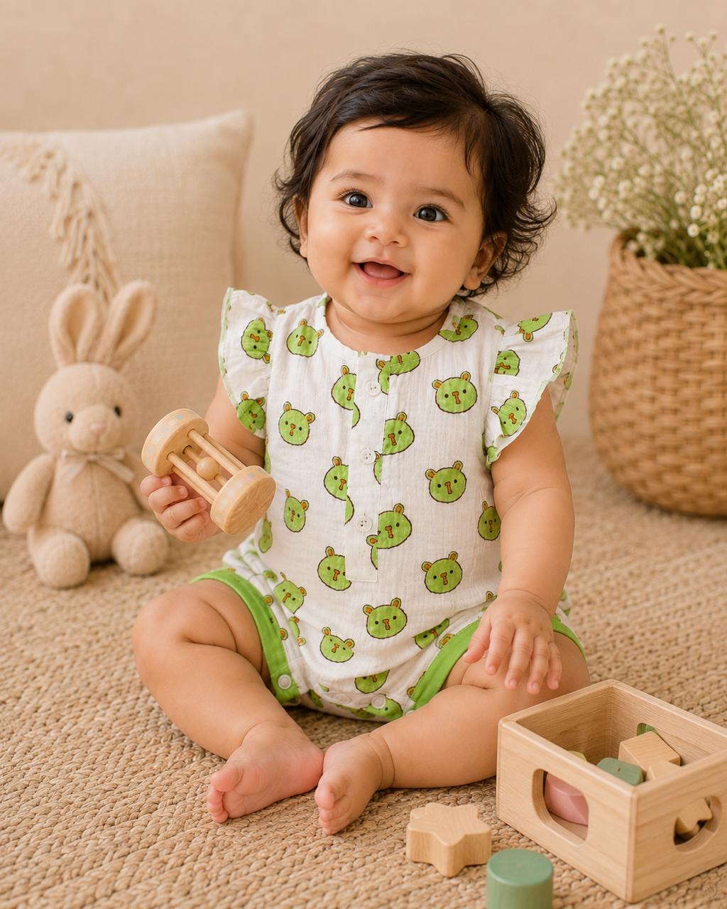 Green Panda Infant Romper