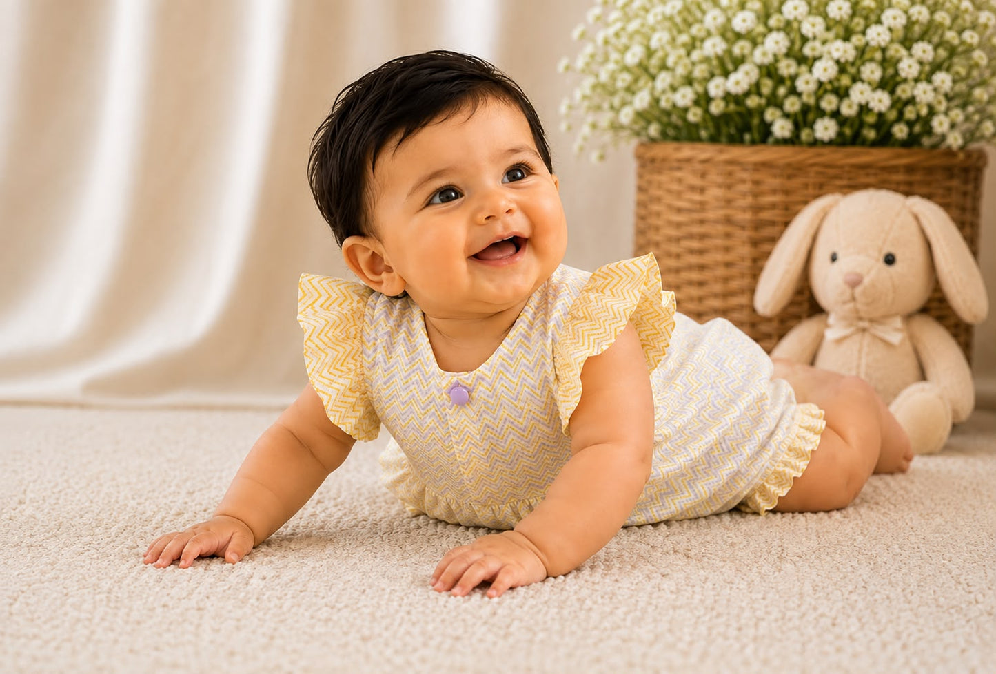 BUTTERCUP BLOOM DOUBLE GAUZE LEHERIYA STRIPES ROMPER