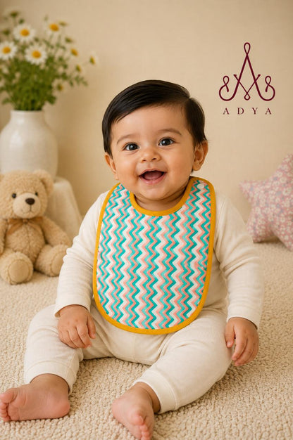 Yellow Cotton Reversible Bib - Pack of 2
