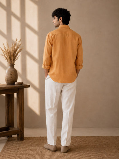 Orange Ochre Linen Men's Shirt