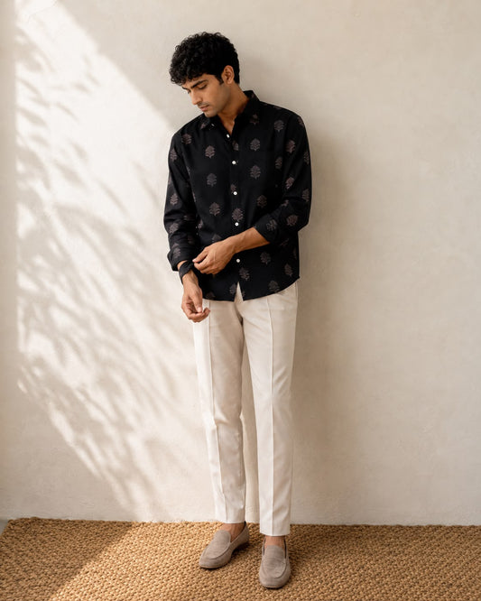 Subtle Printed Black Men's Shirt