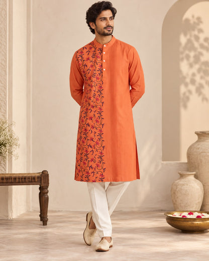 Scarlet Orange Men's Kurta