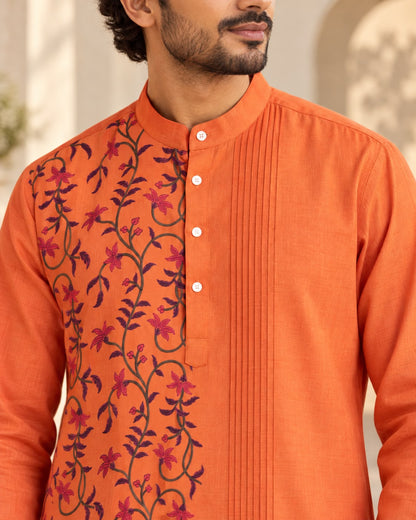 Scarlet Orange Men's Kurta