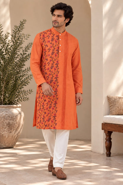 Scarlet Orange Men's Kurta