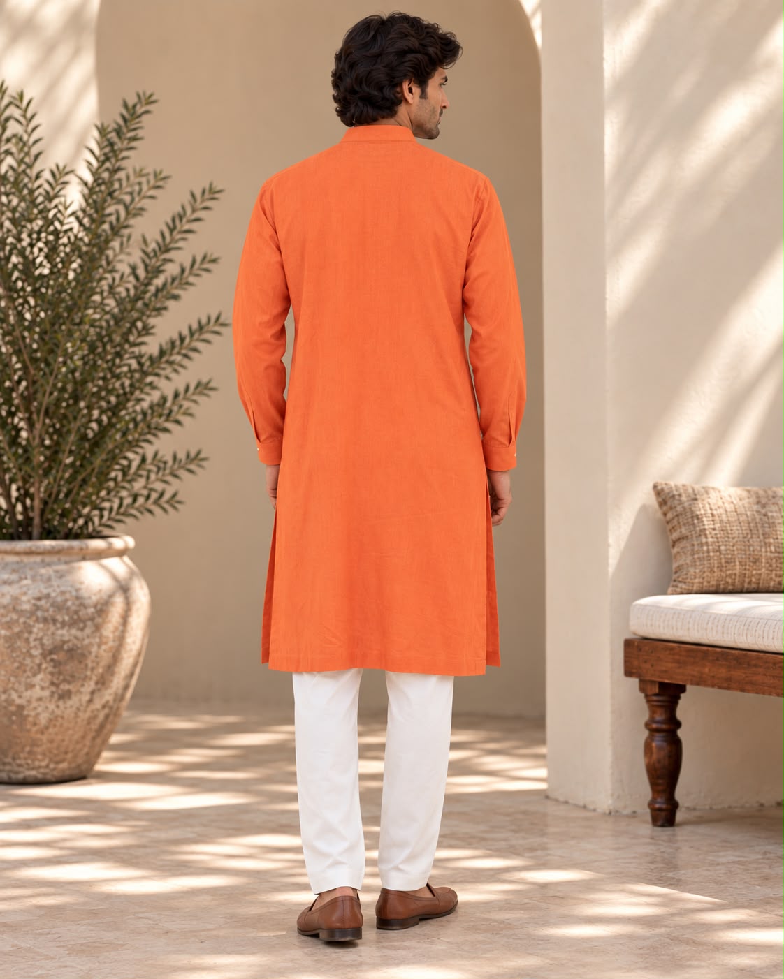 Scarlet Orange Men's Kurta