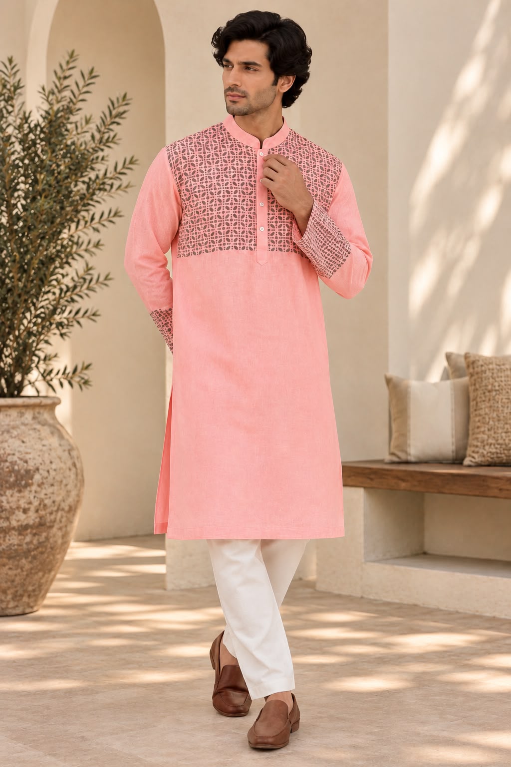 Gulabi Jaal Kurta