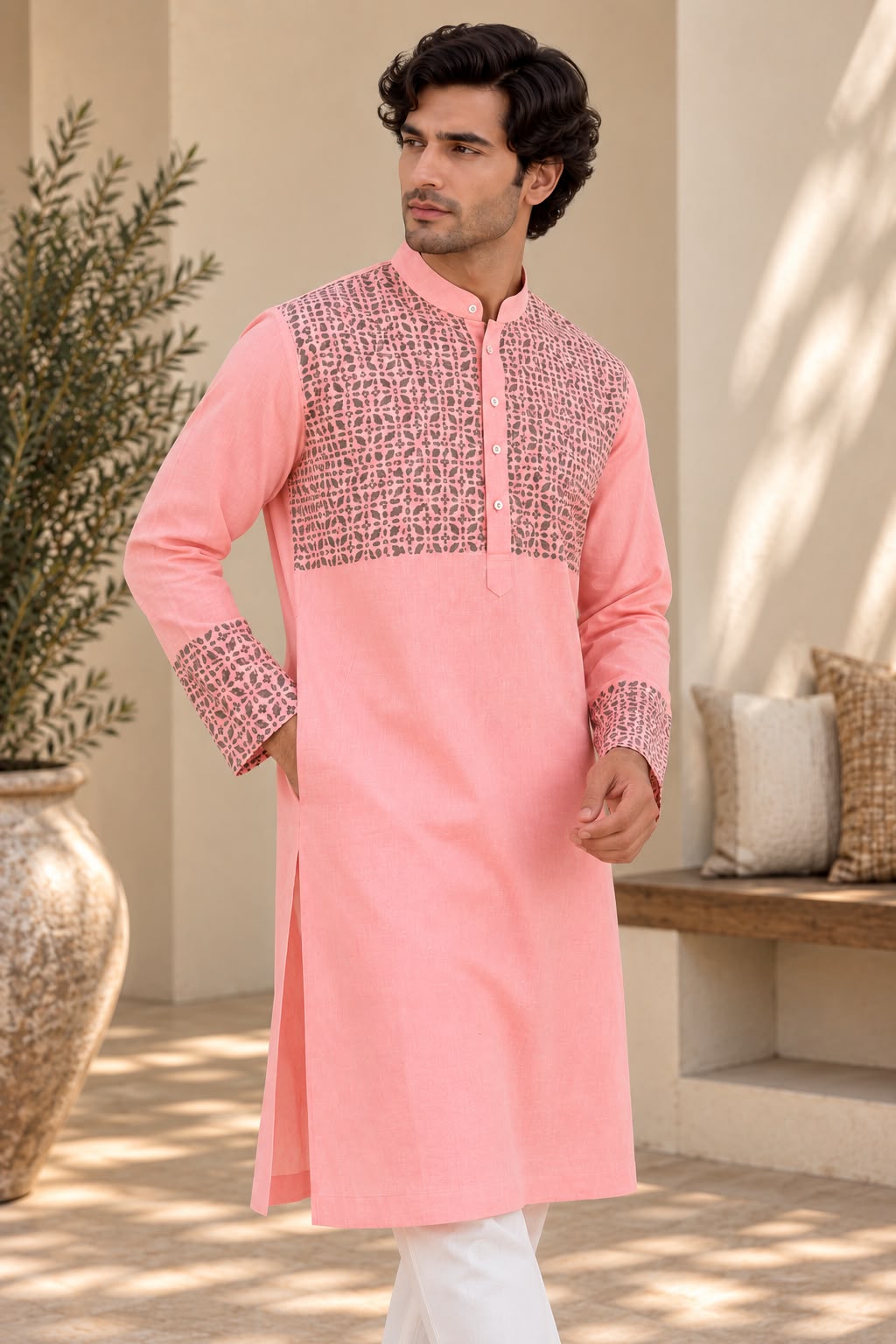 Gulabi Jaal Kurta