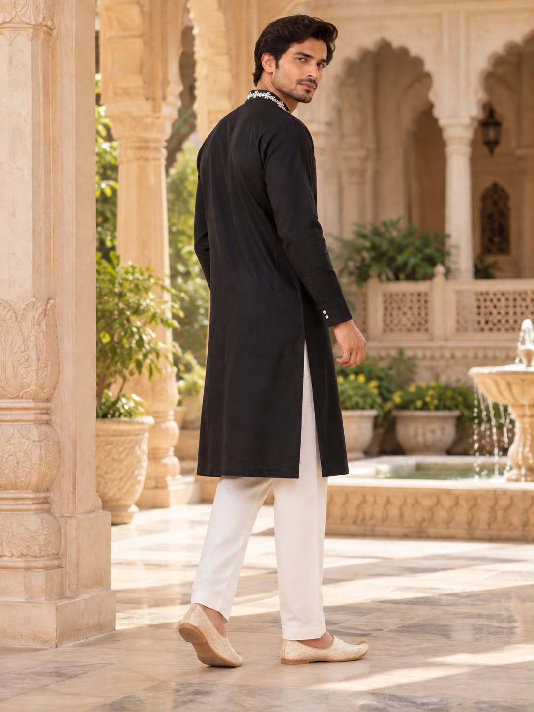 Midnight Black Men's Kurta