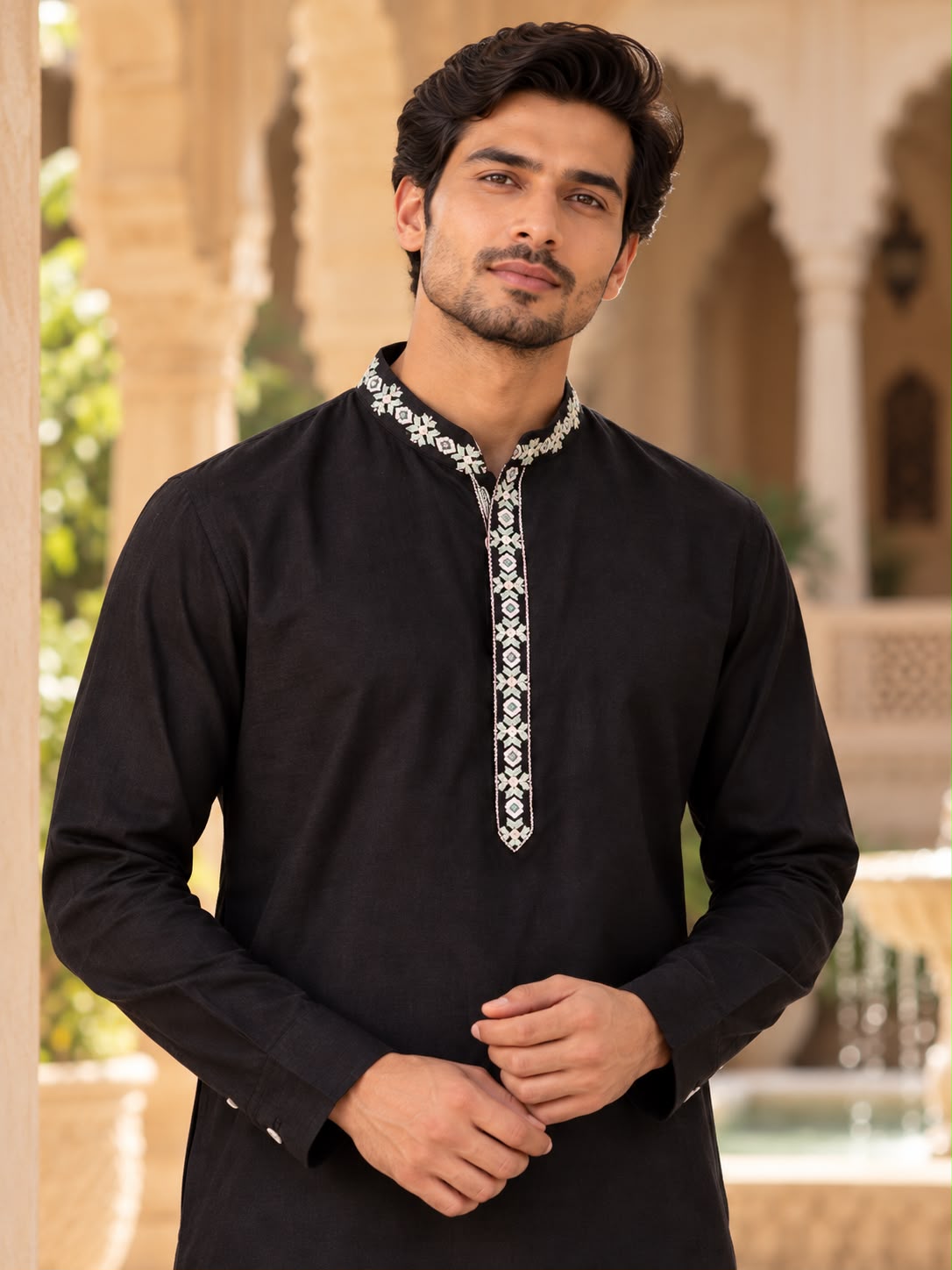 Midnight Black Men's Kurta