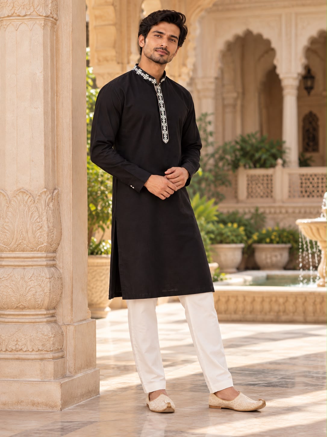 Midnight Black Men's Kurta