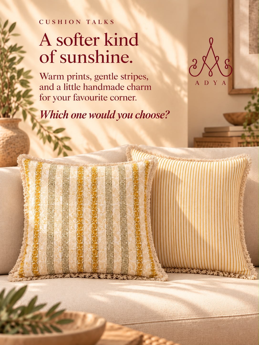 Yellow Floral Cushion Cover Set