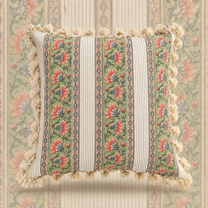 Mosaic White Hand Block Printed Cushion Cover Set