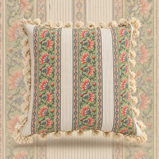 Mosaic White Hand Block Printed Cushion Cover Set