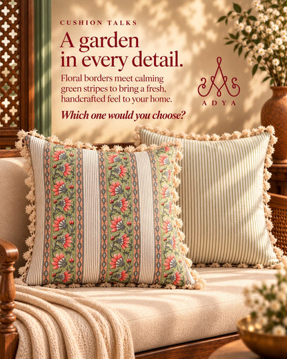 Mosaic White Hand Block Printed Cushion Cover Set