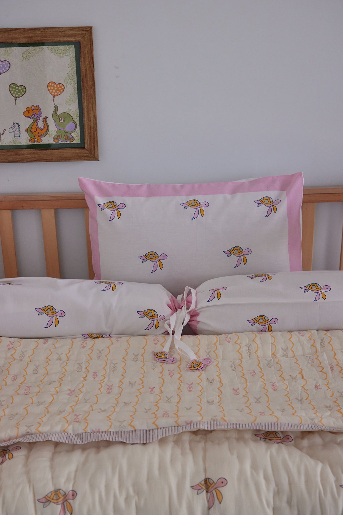 Lilac & Pink Turtle Cot Set
