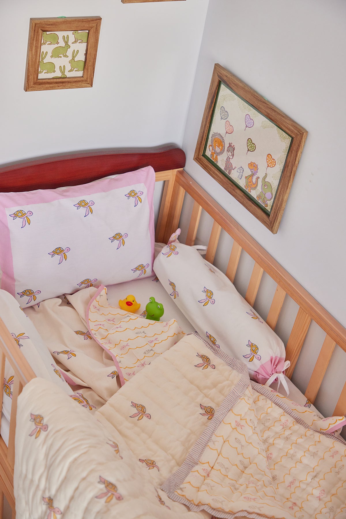 Lilac & Pink Turtle Cot Set