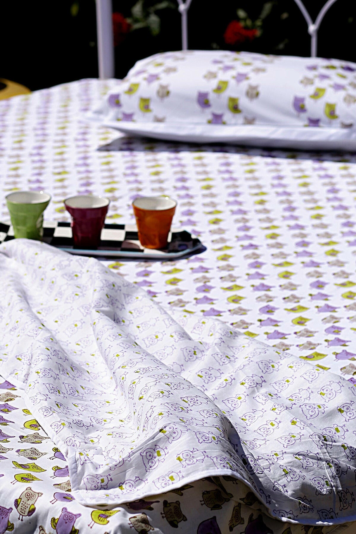 Purple Candy Owl Cotton Dohar - Adya