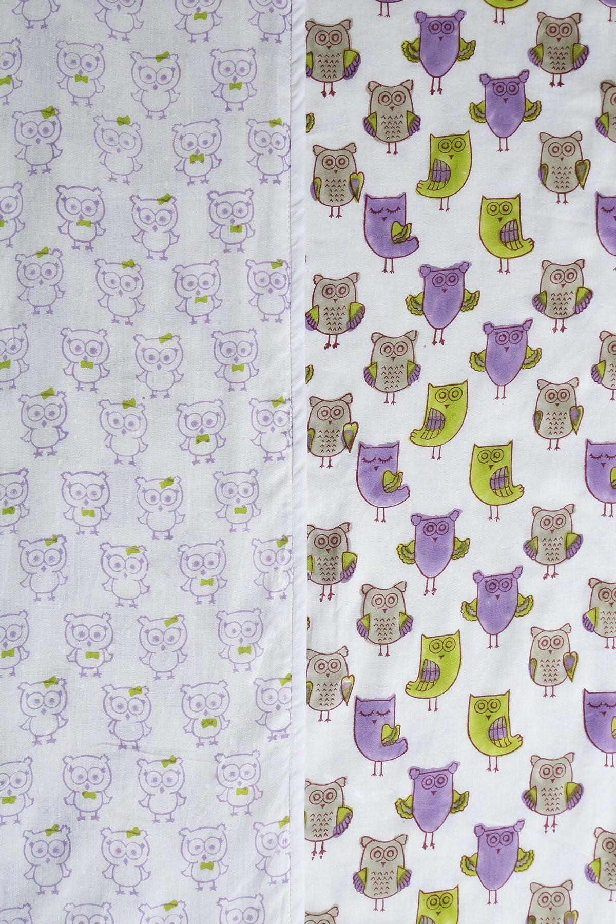 Purple Candy Owl Cotton Dohar - Adya