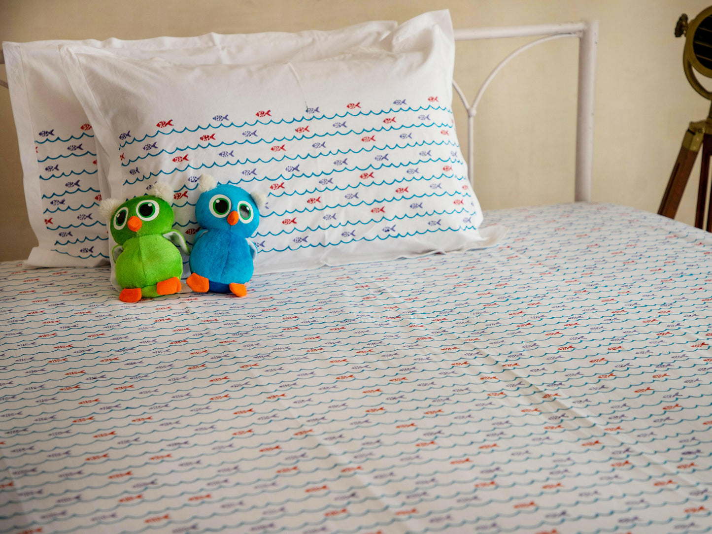 Pigeon Blue Fish Kids Bedsheet