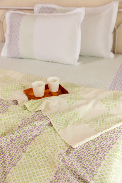 Lilac & Green Polygon Cotton Dohar