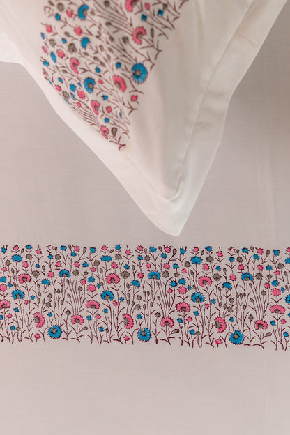 Space Blue & Hibiscus Pansy Bedsheet