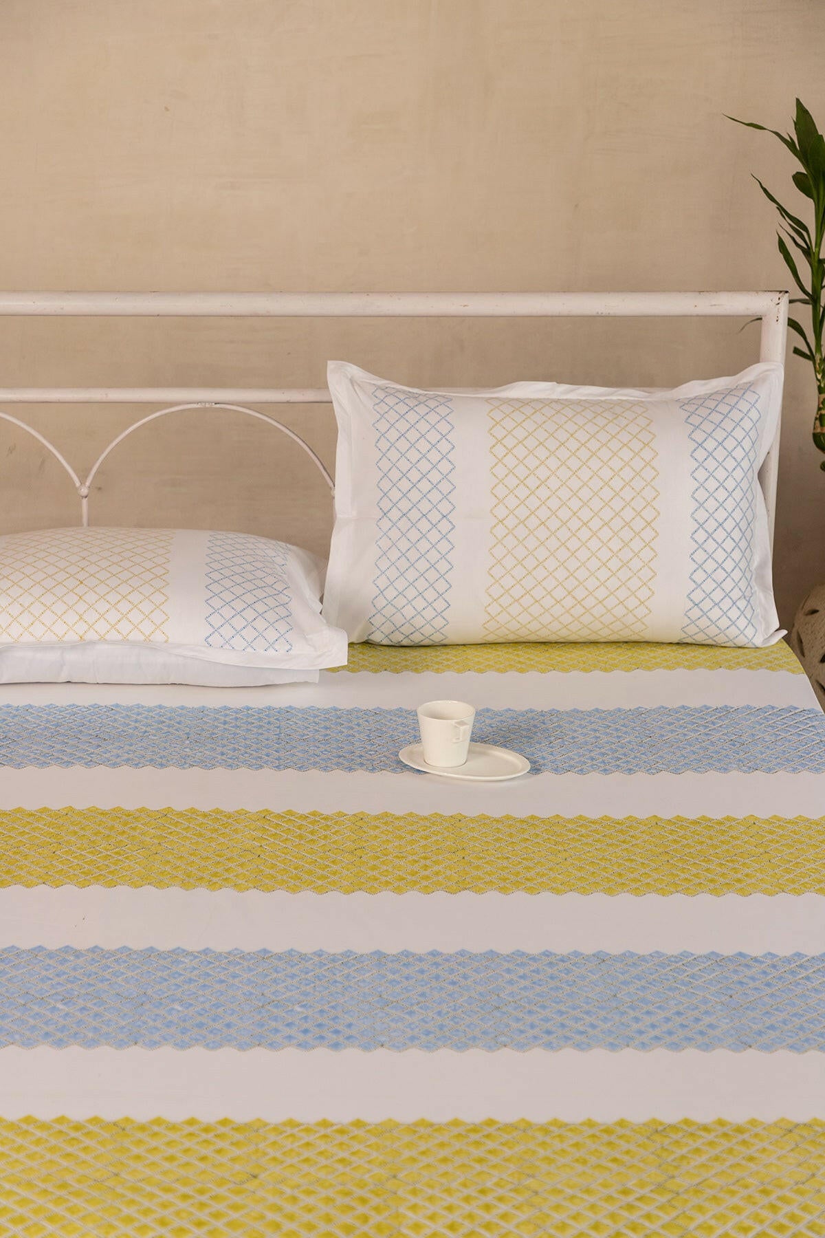 Turkish Lime Diamond Bedsheet - Adya