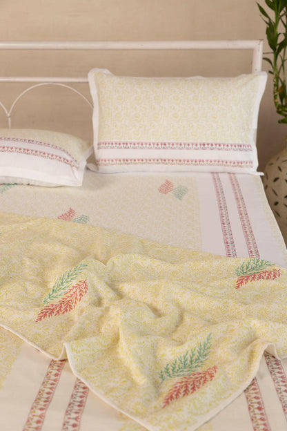 Peach & Grape Leaf Cotton Dohar