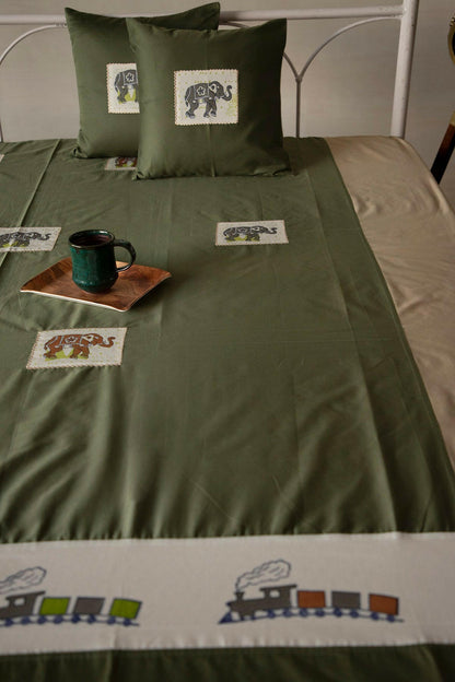 Dark Green Cotton Bedcover