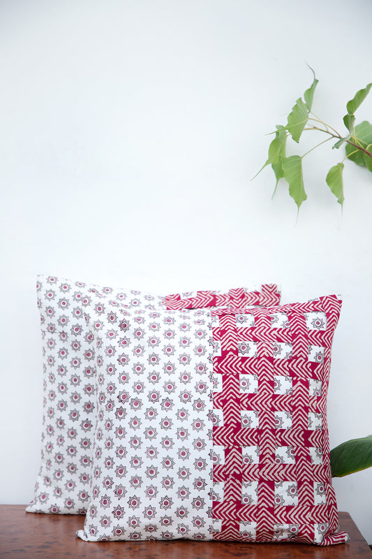 Red & White Cushion Set