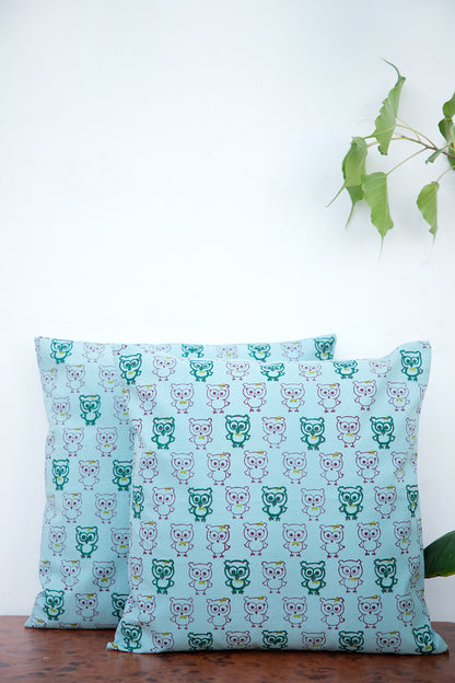 Sea Green Owl Cushion Set