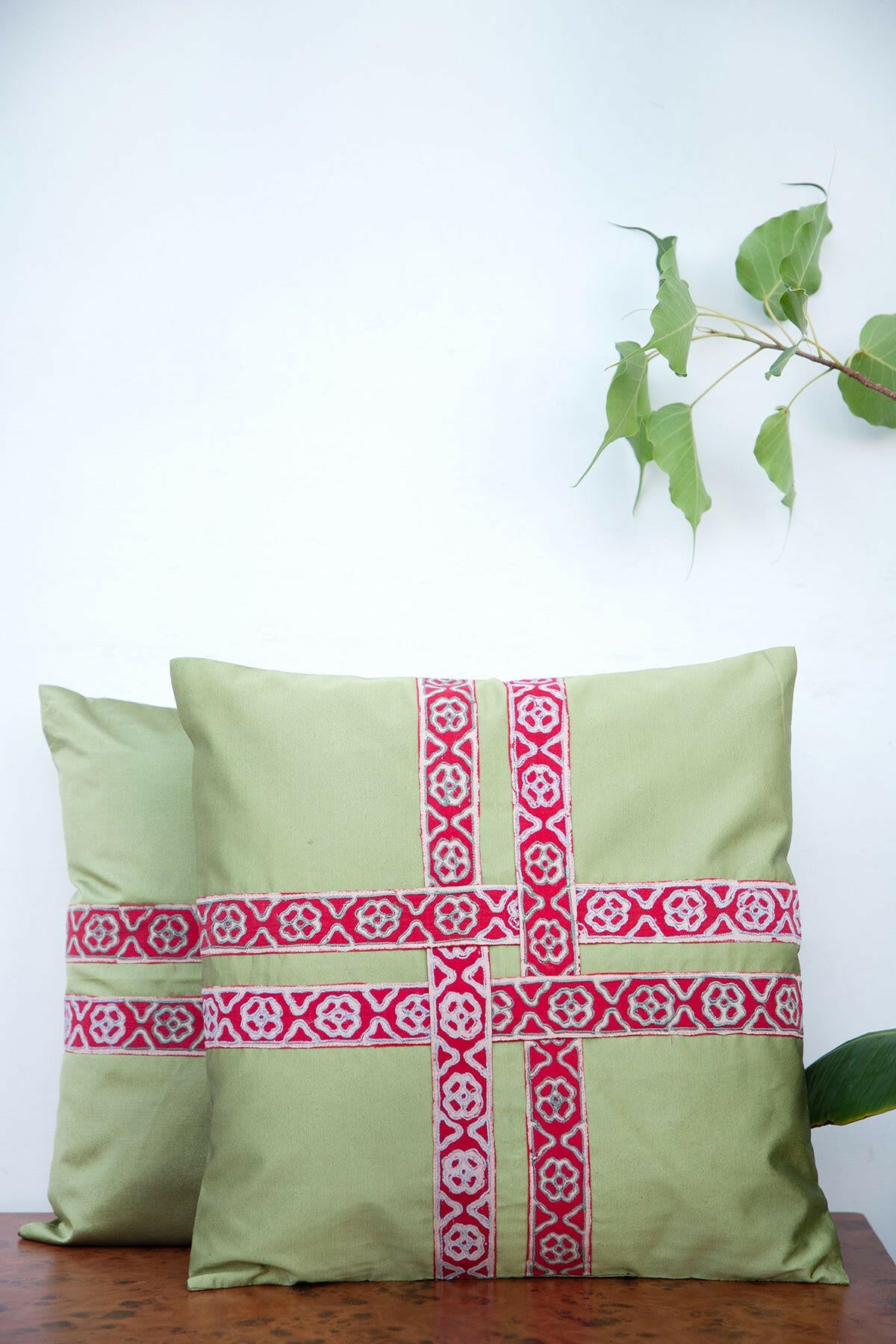 Olive & Red Cushion Cover