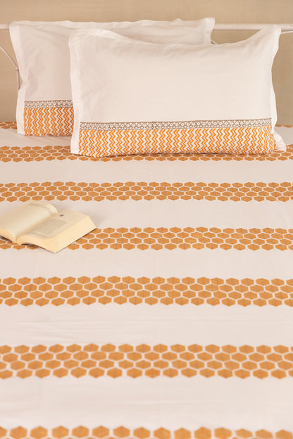 Mustard & Ash Honeycomb Bedsheet